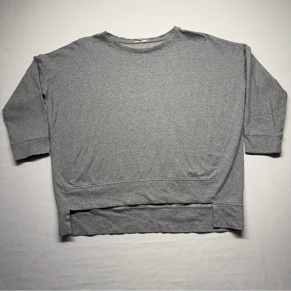 Eileen Fisher Organic‎ Cotton Layered Hem Boxy Gray Top Small